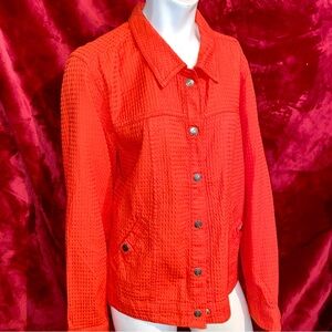 Women's Vibrant Textured Orange Jacket 100% cotton size medium